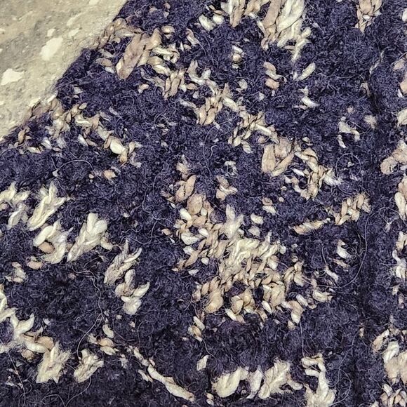 🇬🇪🔹️Lucky Blue Intarsia Chunky Knit Open Cascading Cardigan Sweater Large - Picture 11 of 12